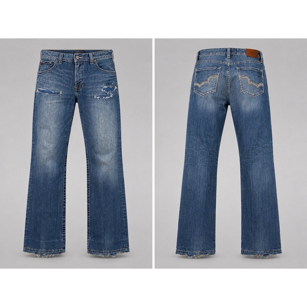 Big Star Voyager Jeans Mens 36 Blue Stretch Embroidered distressed Western dis